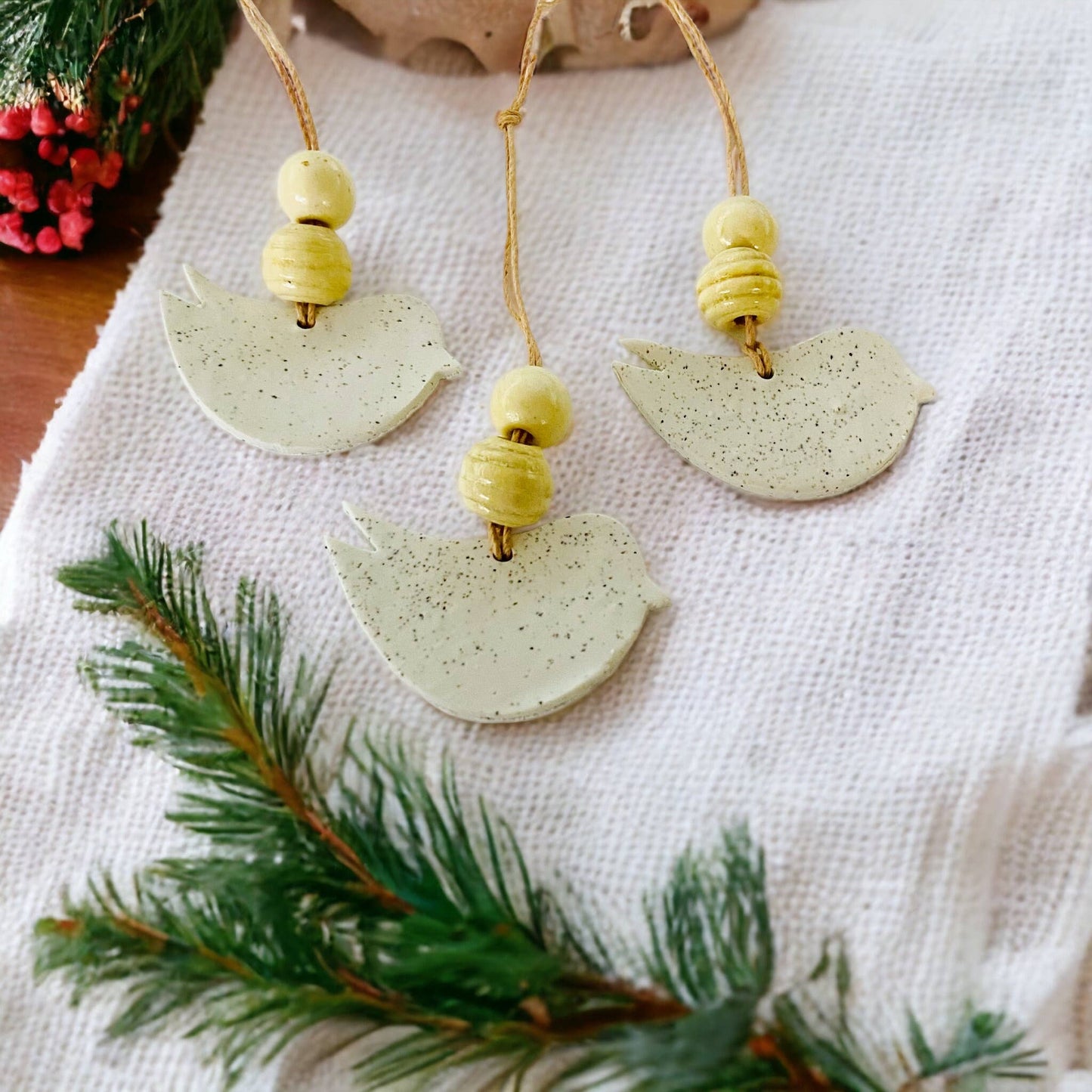 Clay Dove Christmas Ornaments Handmade